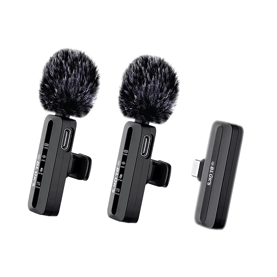 BLUK'S BX-116 Dual Wireless Lavalier Microphone for iPhone and Type-C