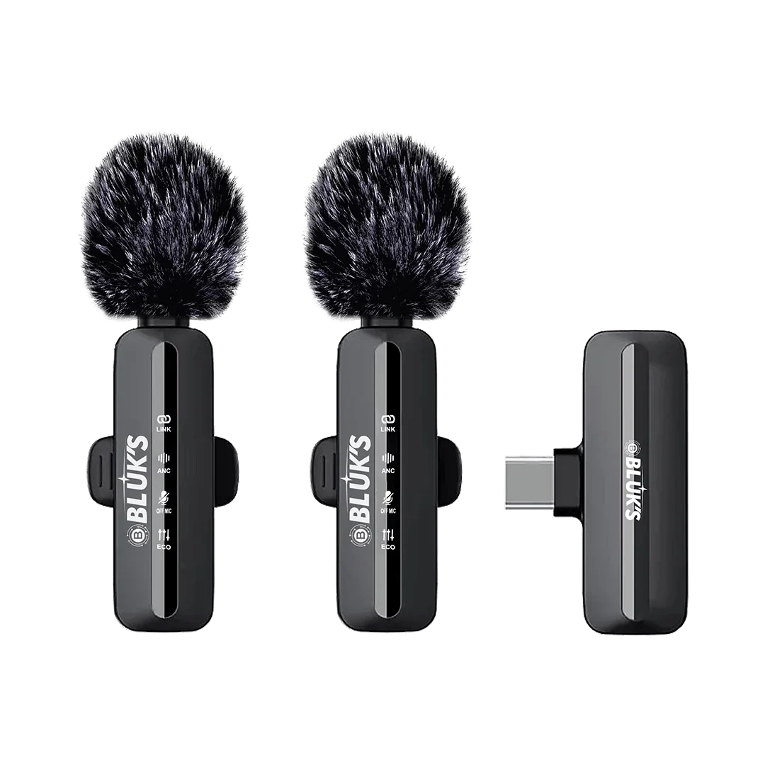BLUK'S BX-116 Dual Wireless Lavalier Microphone for iPhone and Type-C