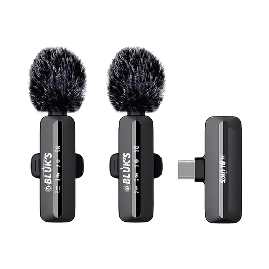 BLUK'S BX-116 Dual Wireless Lavalier Microphone for iPhone and Type-C