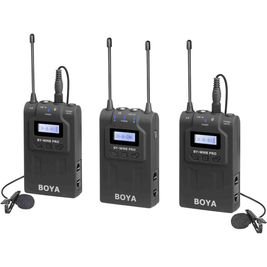 BOYA BY-WM8 Pro-K2 UHF Dual-Channel Wireless Lavalier System Pro Shot