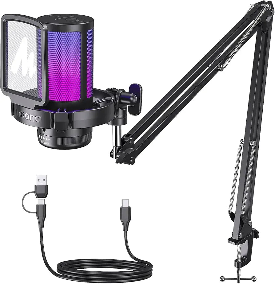 MAONO DGM20S Wireless Condenser Podcast Microphone with Stand