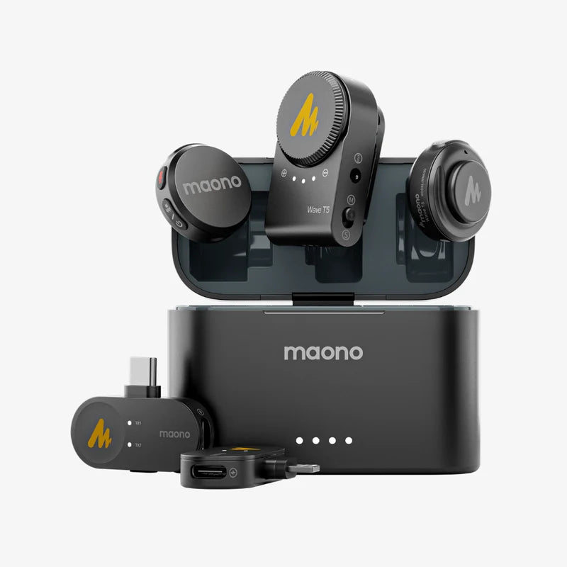 MAONO Wave T5 PA3 Type-C, Lightning & Camera Wireless Lavalier Microphone