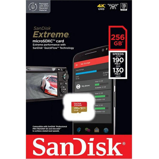 SanDisk 256GB 190MB/s Extreme microSDXC UHS-I Memory Card Pro Shot
